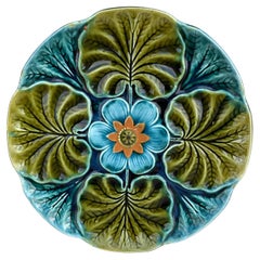 Majolica Water Lily Pond Plate Wasmuel, circa 1890
