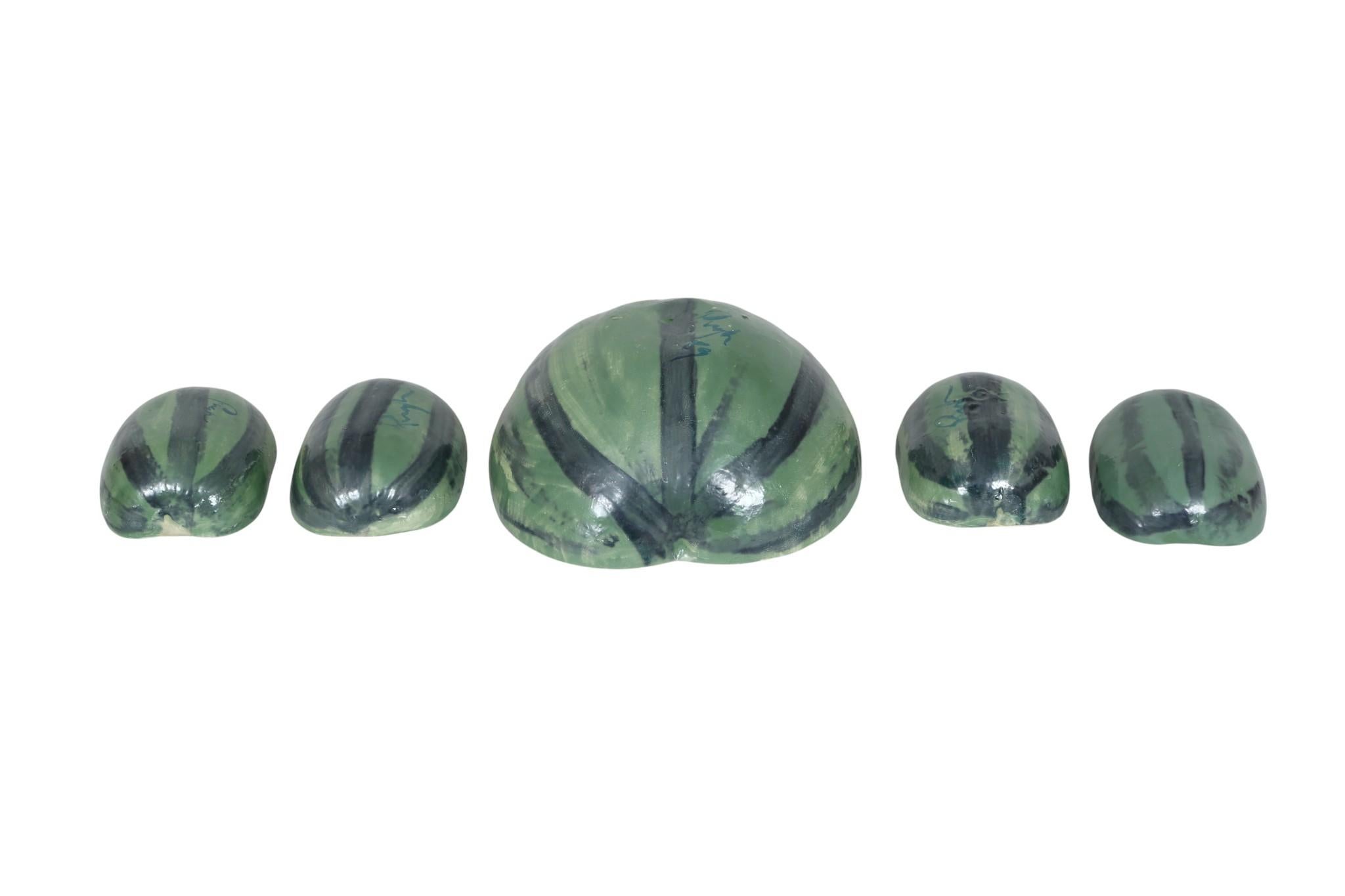 Wassermelonenschalen aus Majolika von Jan Pugh, 5er-Set im Angebot 2