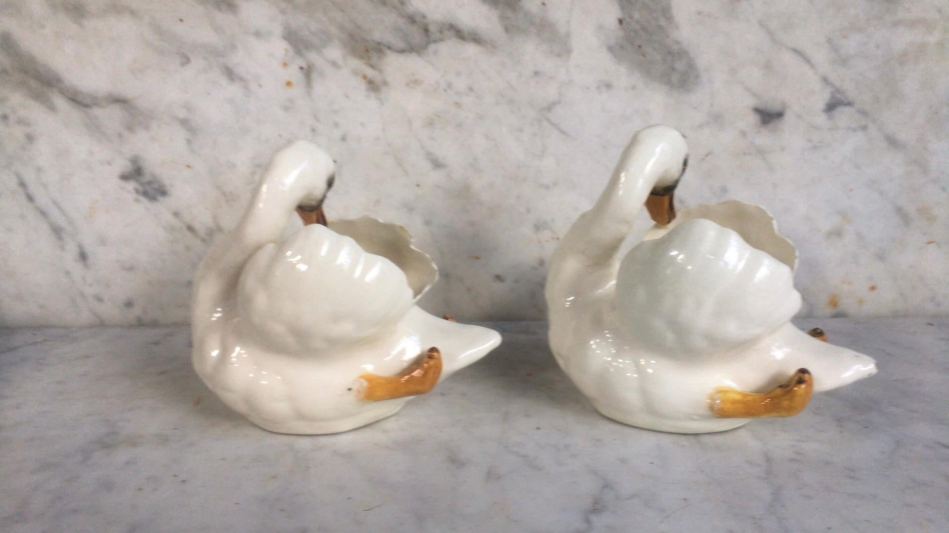 French Majolica White Swan Jardinière Jerome Massier, circa 1890 For Sale