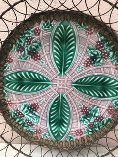 Cestino in filo di maiolica francese Salins, 1890 circa