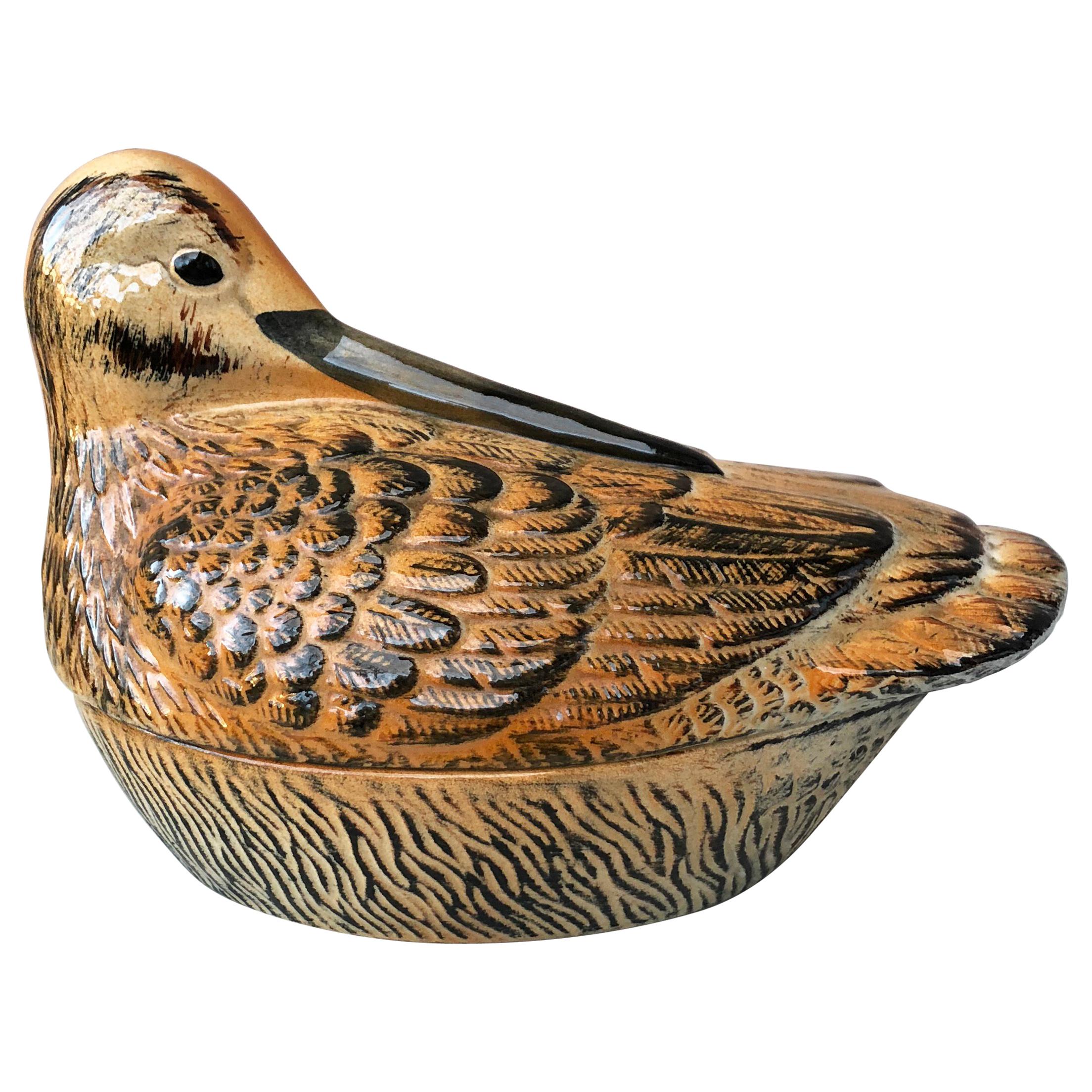 Majolica Woodcock Tureen, circa 1950