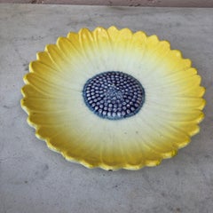 Majolica Yellow Daisy Plate Jerome Massier Fils, circa 1890