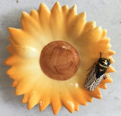 Majolica Yellow Daisy with Cicada Sicard, circa 1950