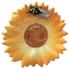 Majolica Yellow Daisy with Cicada Sicard, circa 1950