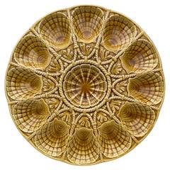 Majolica Yellow Shell Oyster Platter Sarreguemines Circa 1930