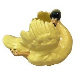 Majolica Yellow Swan Jardinière Jerome Massier, circa 1890