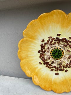 Majolica Yellow Wild Rose Plate Perret Gentil, circa 1890