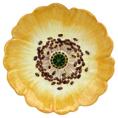 Majolica Yellow Wild Rose Plate Perret Gentil, circa 1890