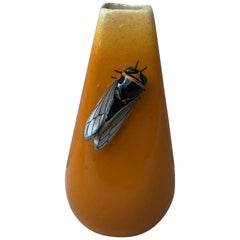 Majolica Vase with Cicada Sicard, circa 1950