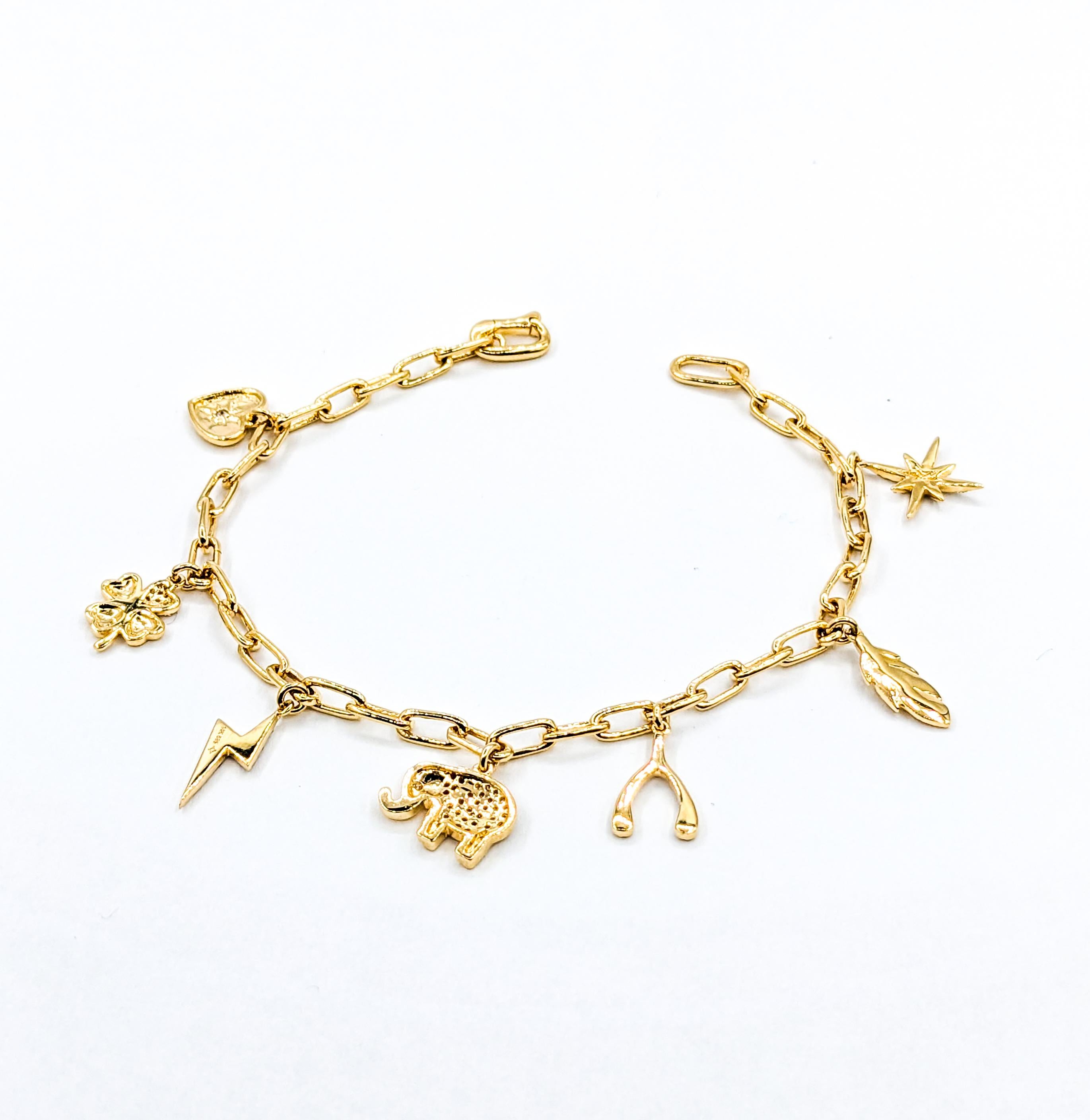 Majolie Collections Diamond Lucky Charm Bracelet In Excellent Condition For Sale In Bloomington, MN