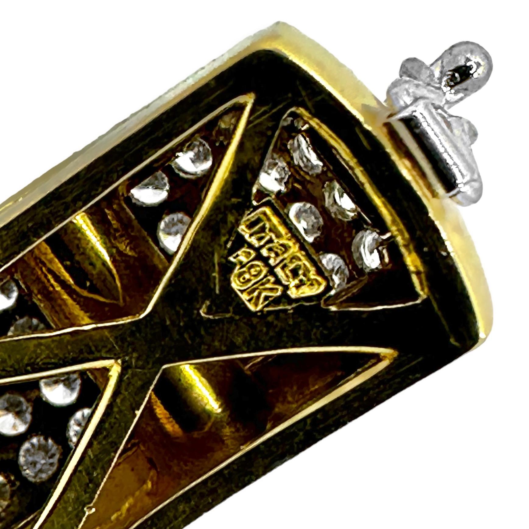 Bracelet manchette en or 18K avec maillons de connexion en diamant de 1,5 pouces de large en vente 2