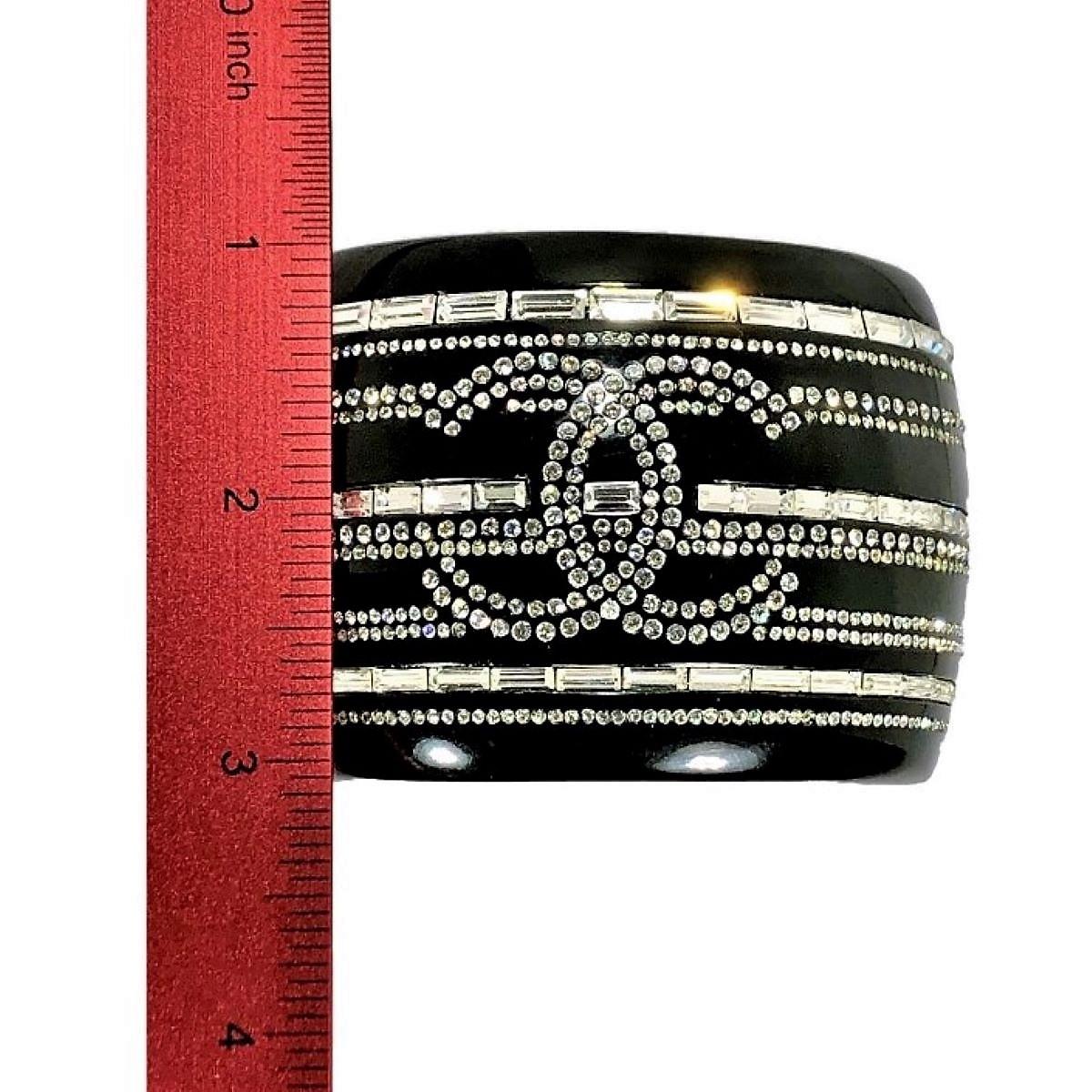 Major Chanel Black Resin Cuff with Rhinestones from the 2009 Cruise Collection 5