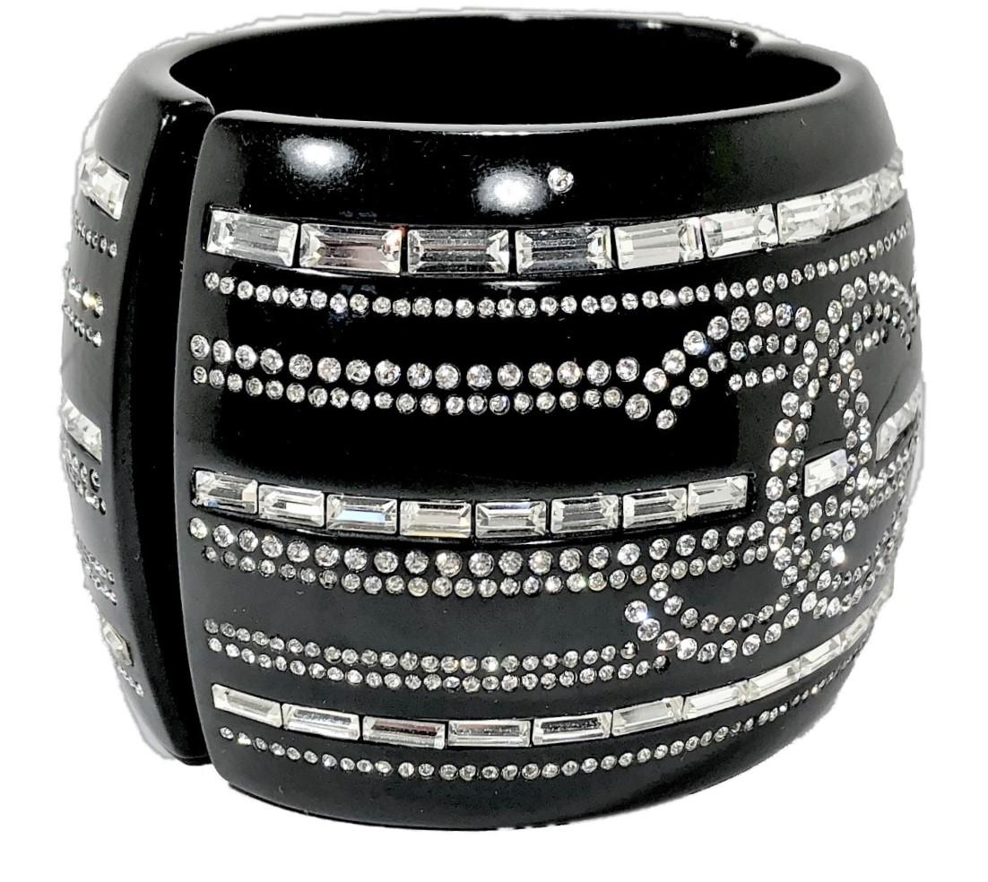 Major Chanel Black Resin Cuff with Rhinestones from the 2009 Cruise Collection 1