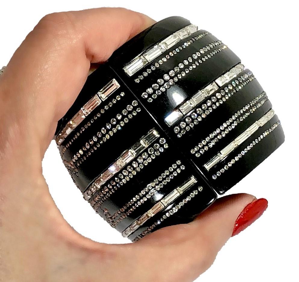 Major Chanel Black Resin Cuff with Rhinestones from the 2009 Cruise Collection 2