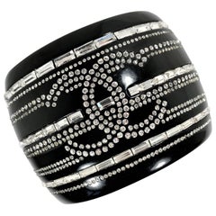 Major Chanel Black Resin Cuff with Rhinestones from the 2009 Cruise Collection