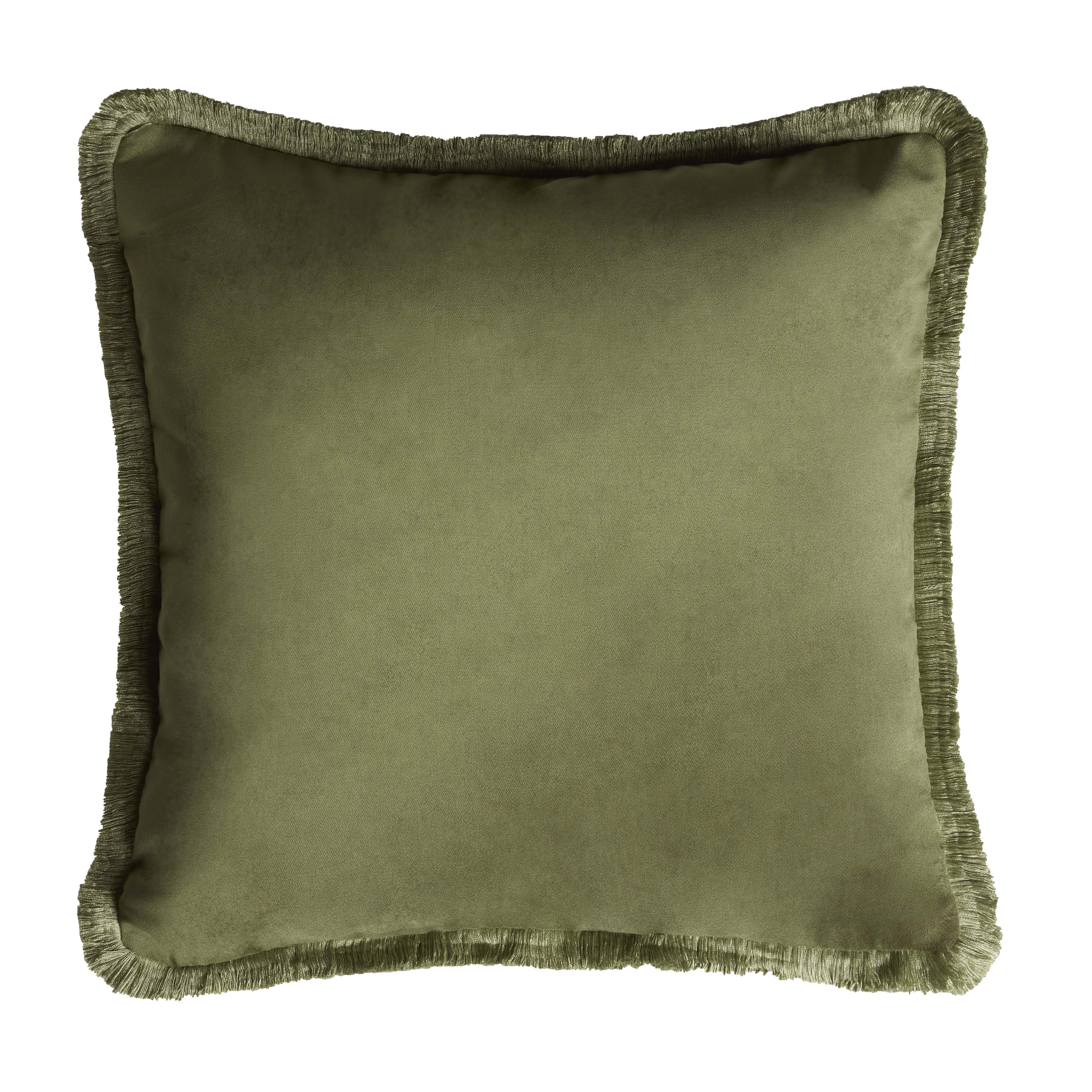 Italian Major Collection Cushion Velvet with Fringes Blue For Sale