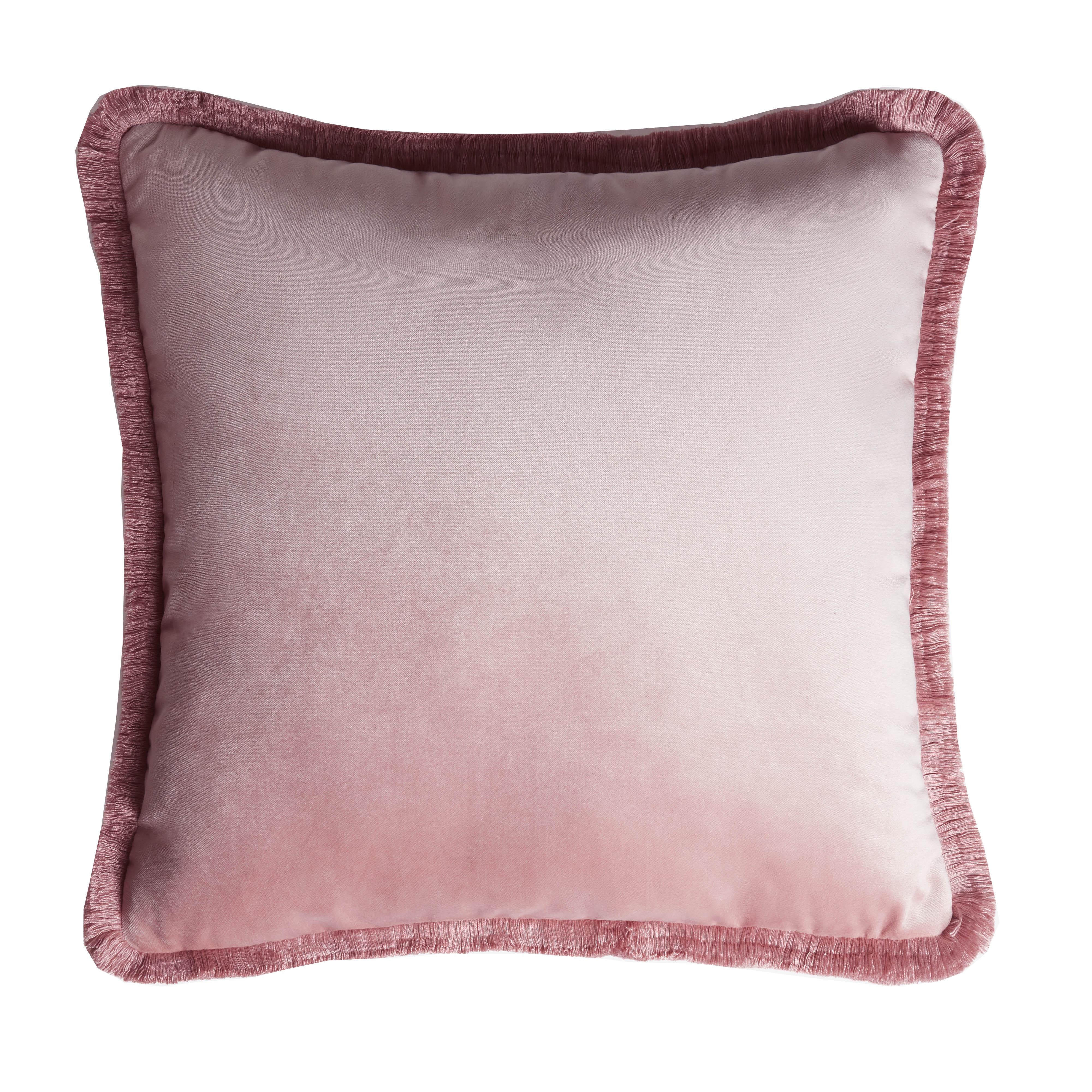Velours The Collective Coussin velours à franges bleu en vente