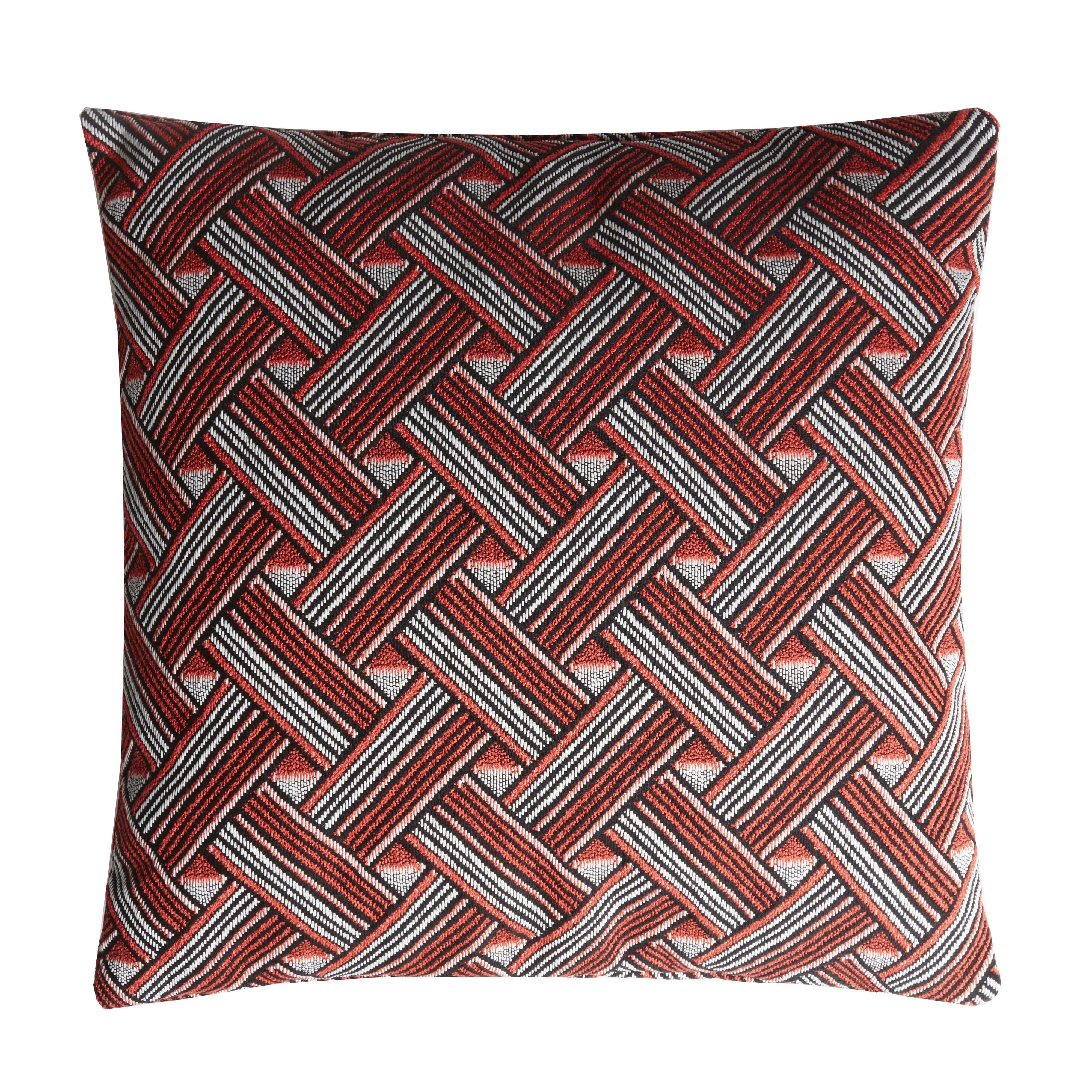 Italian Major Collection Cushion  Velvet with Fringes Brick For Sale