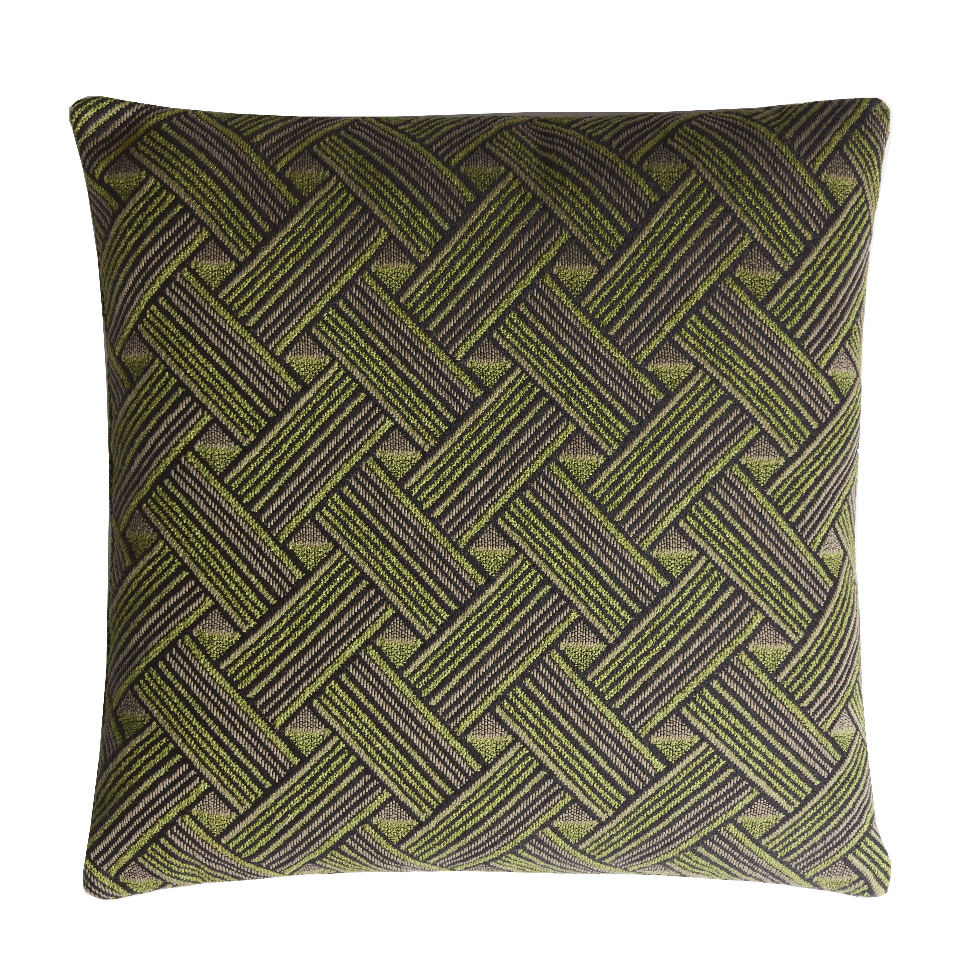 Italian Major Collection Cushion Velvet with Fringes Green For Sale