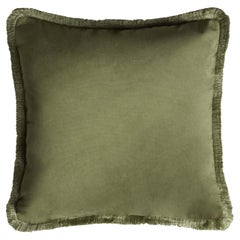 Coussin Major Collection  velours avec franges vertes