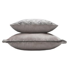 Major Collection Cushion Velvet with Fringes Grey