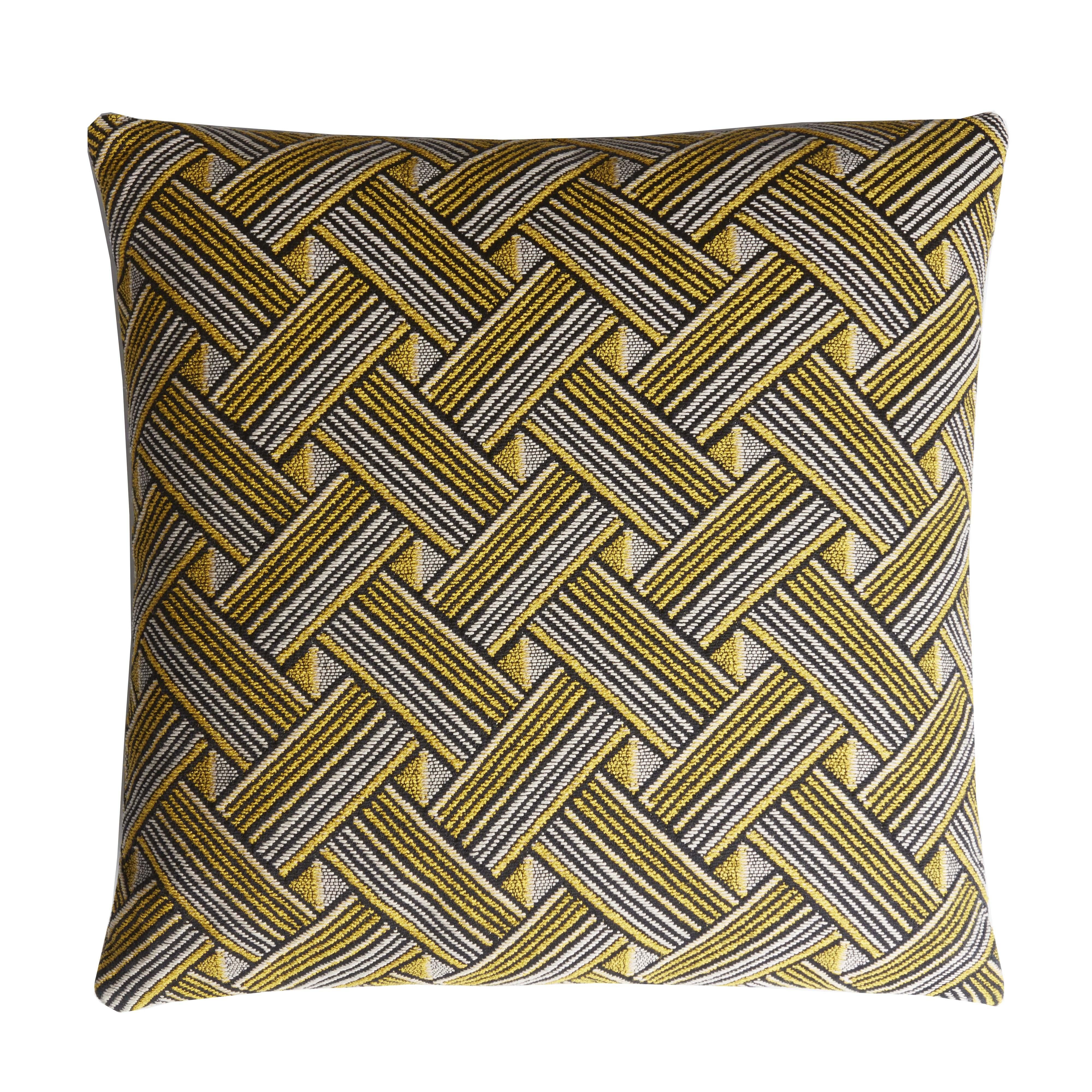Italian Major Collection Cushion Velvet with Fringes Mustard For Sale