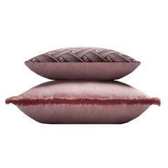 Major Collection Cushion Velvet with Fringes Pink