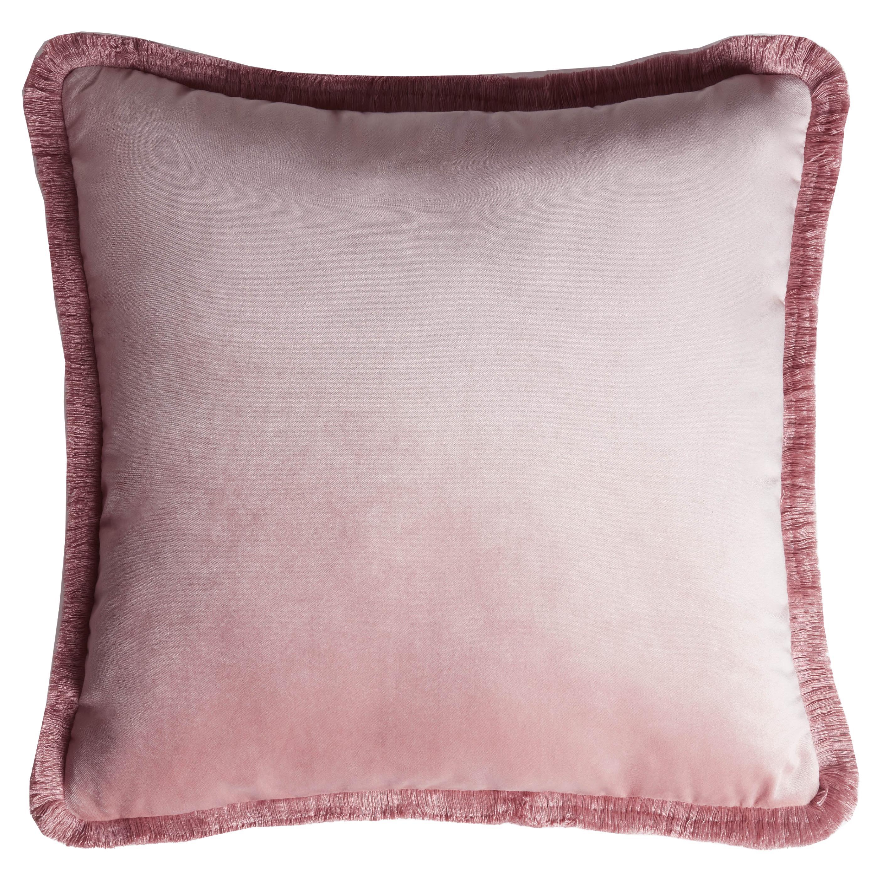 Major Collection Cushion Velvet with Fringes Pink For Sale