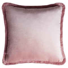 The Collective Coussin en velours avec franges rose