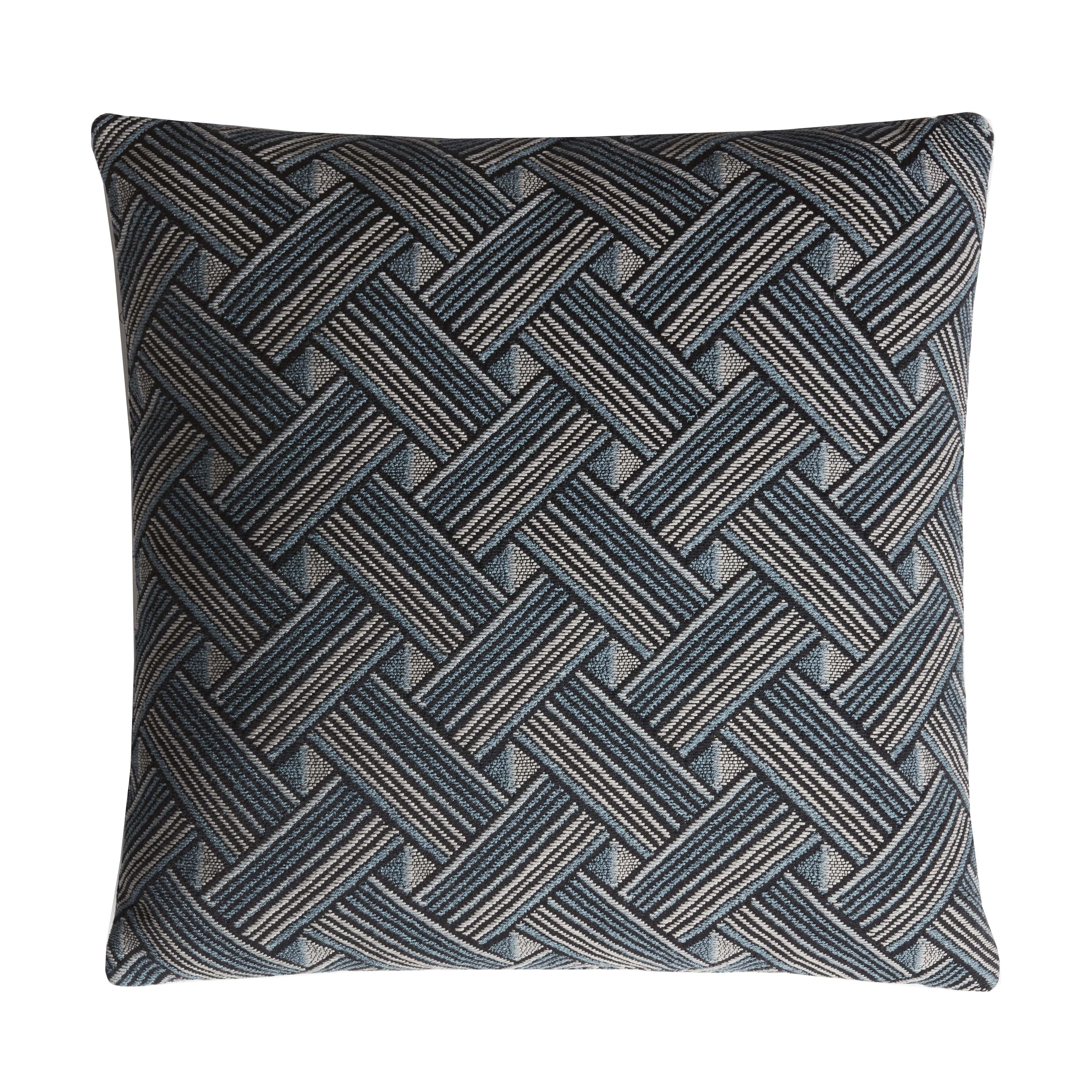 Italian Major Collection Cushion Velvet with Fringes Teal For Sale