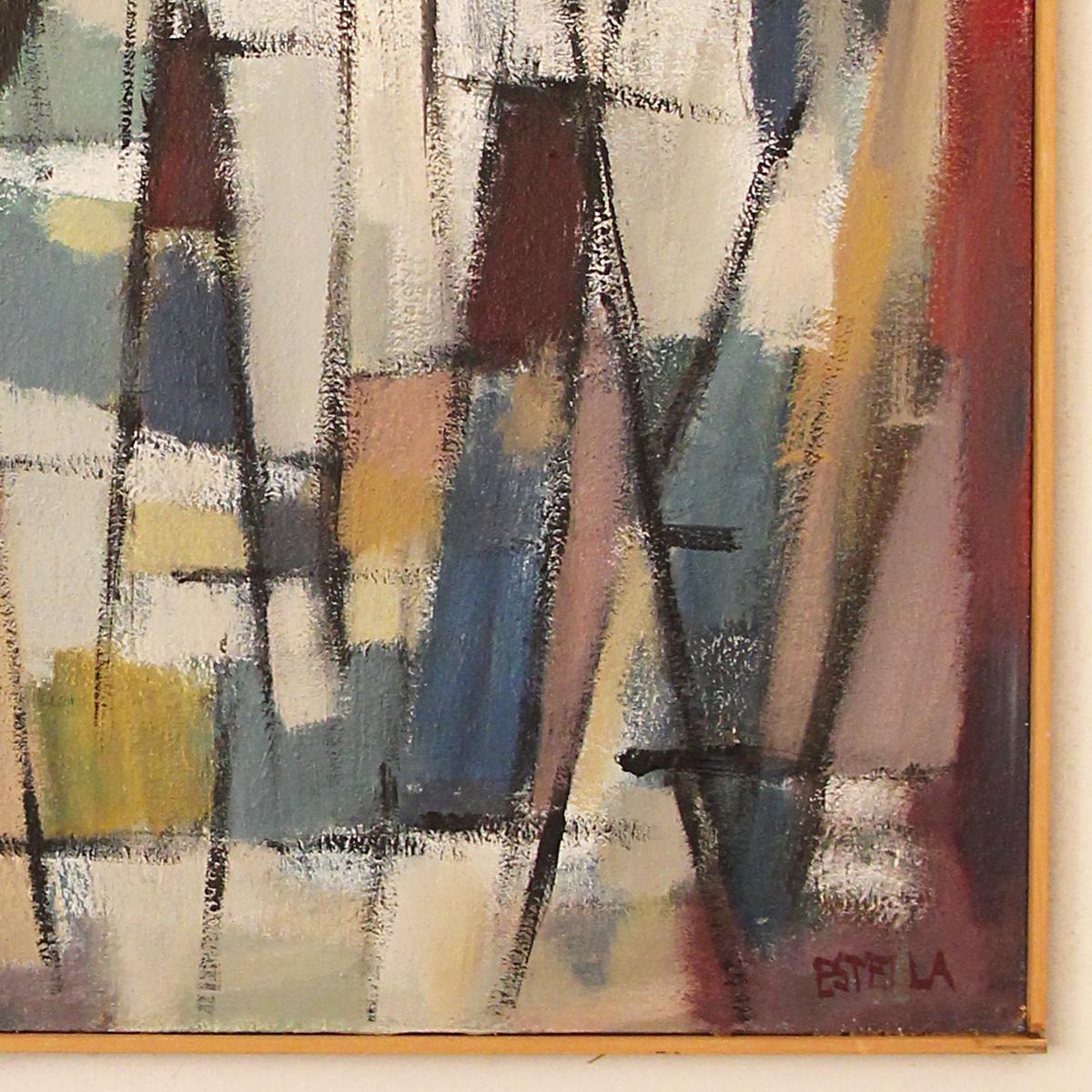 20th Century Major Constructivist Oil on Canvas Painting by Dutch Artist Estella den Boer For Sale