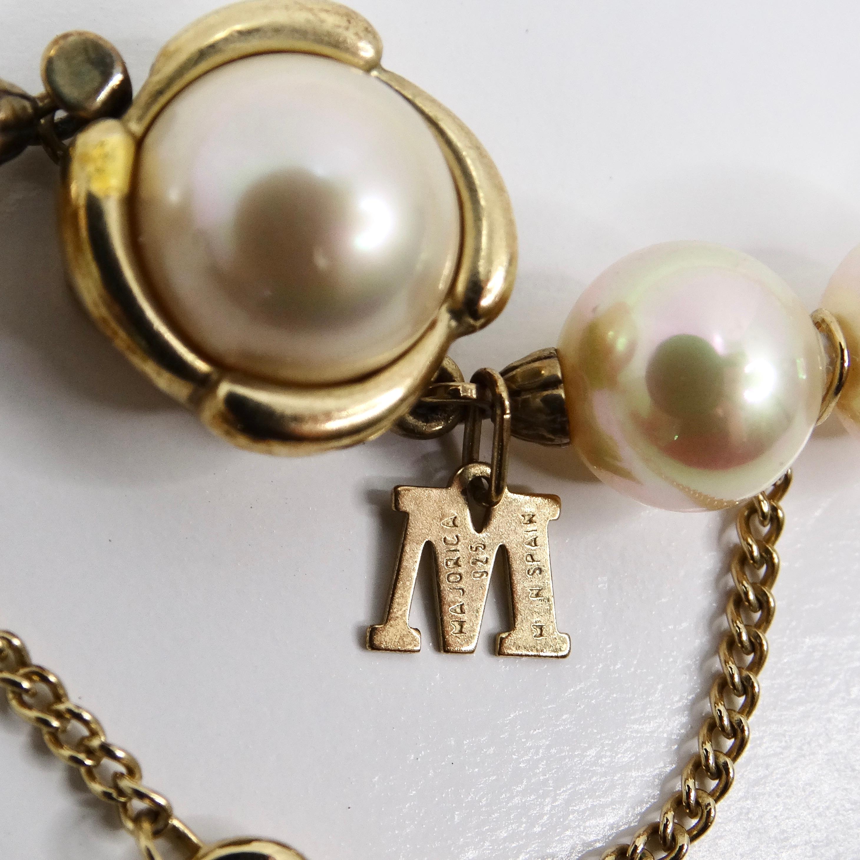 Collier de perles en argent Majorca des années 1980 en vente 1