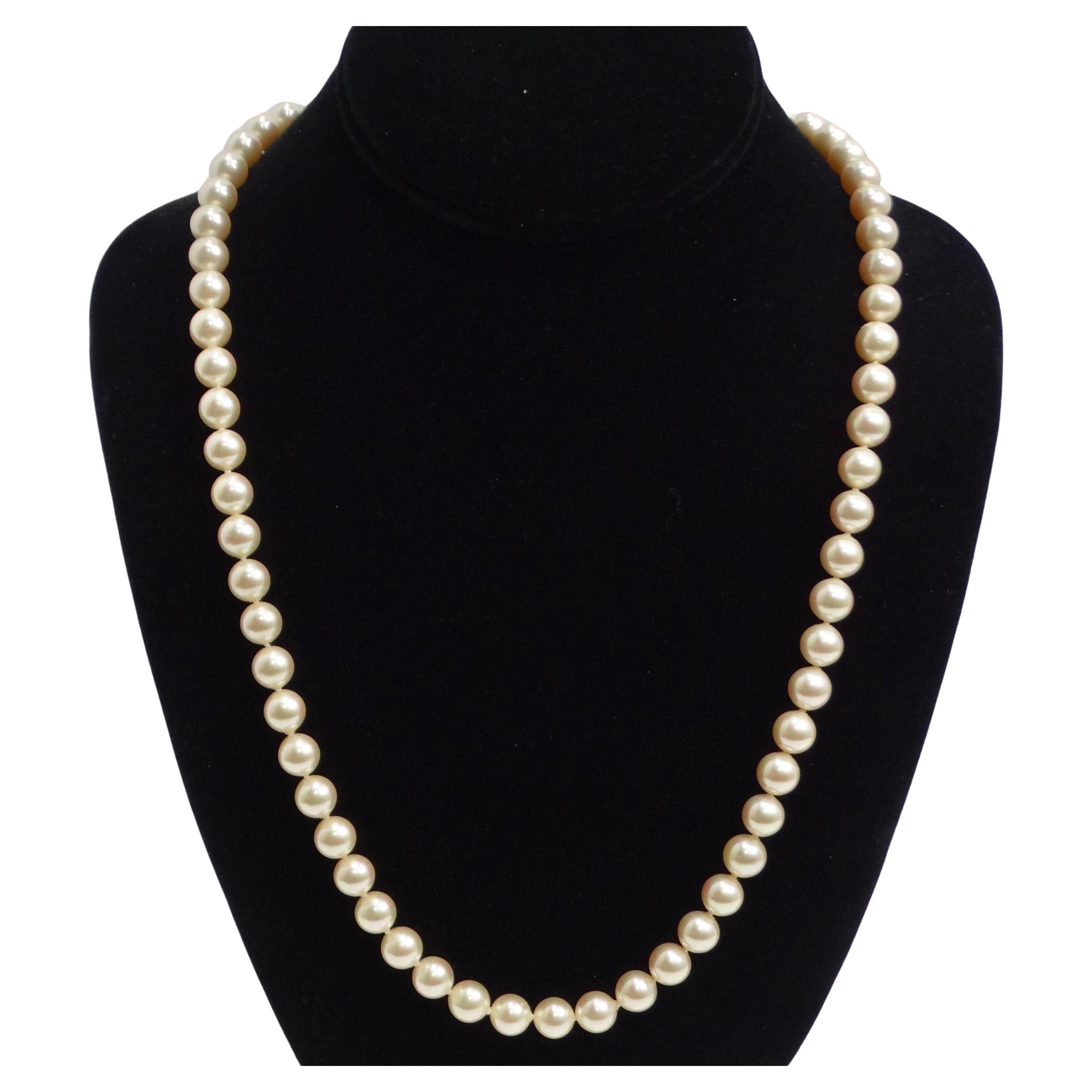 Majorca 1980s Silver Pearl Necklace For Sale