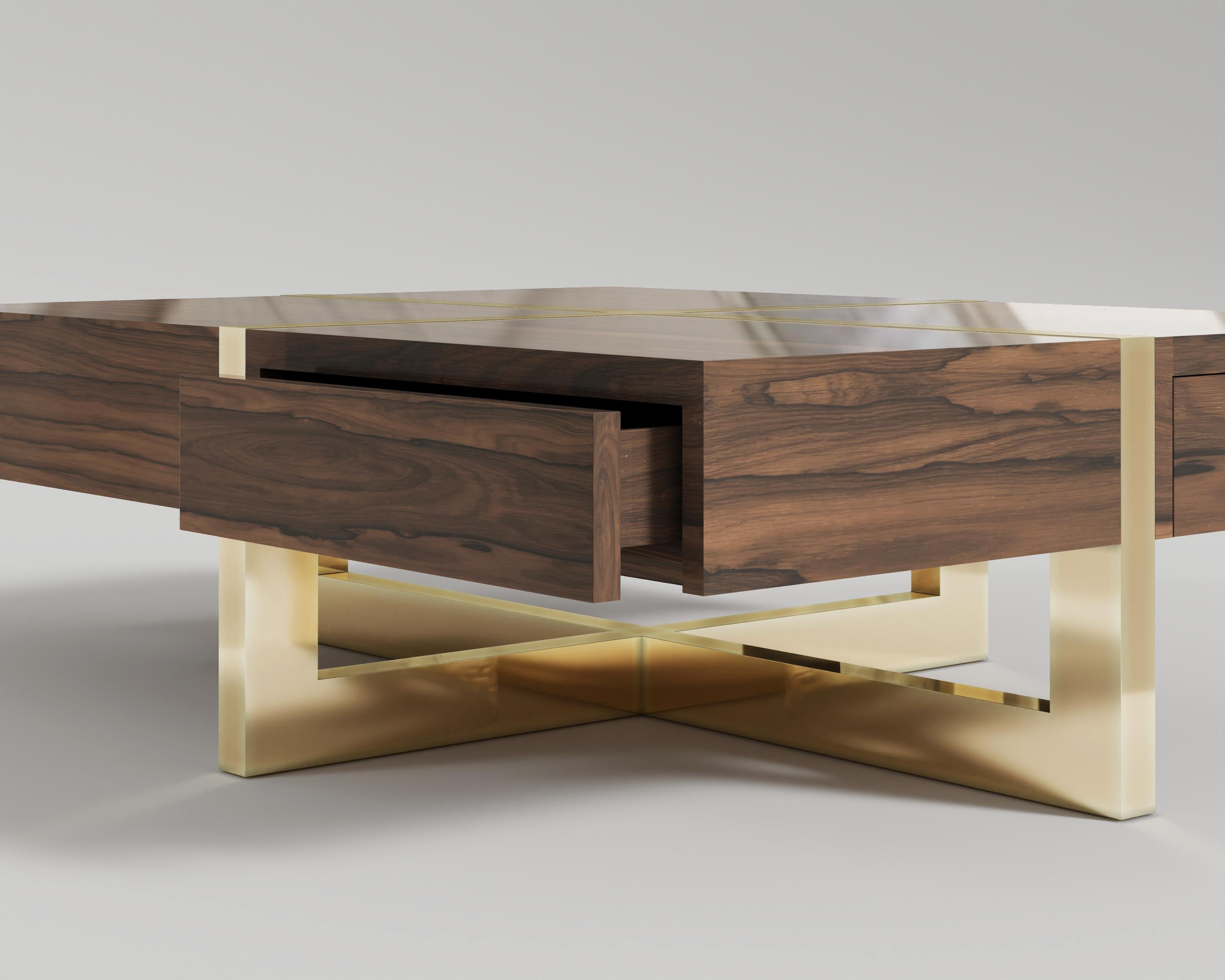 Majoré Coffee Table with Hidden Storage and Polished Walnut  In New Condition For Sale In Istanbul, TR