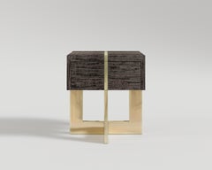 Majoré Side Table with Drawer in Eucalyptus and Polished Bronze by Palena