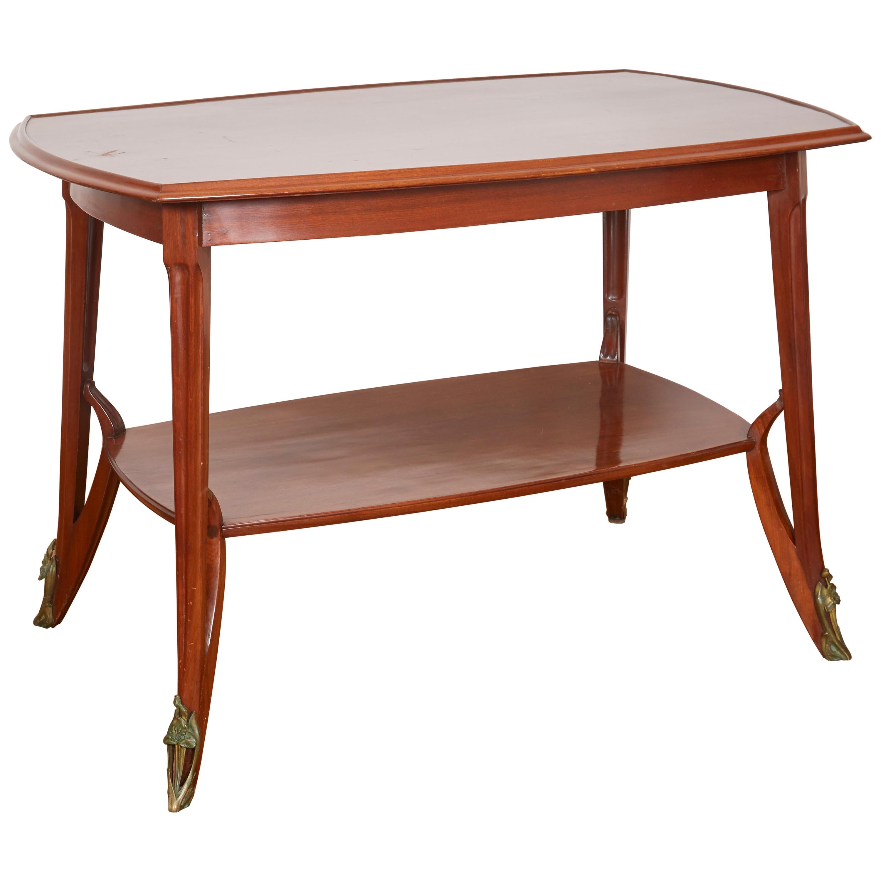 Majorelle Art Nouveau Ormolu Two-Tier Table For Sale