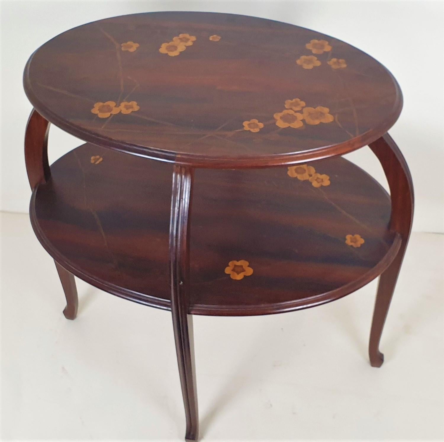 Majorelle, Cherry Blossom Tea Table, Marquetry, Art Nouveau, 20th Century 2