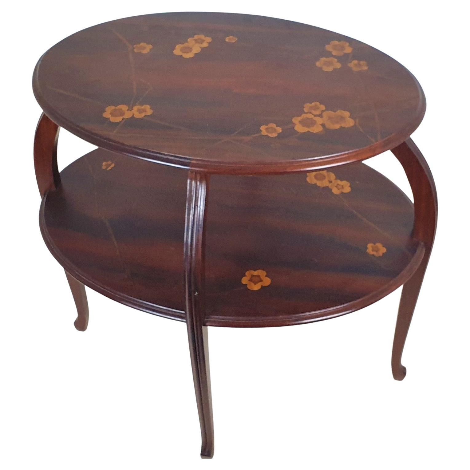 Majorelle, Cherry Blossom Tea Table, Marquetry, Art Nouveau, 20th Century