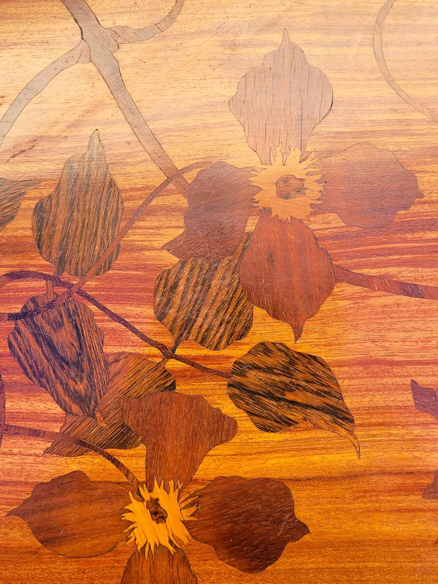 Marquetry Majorelle, Clematis Tea Table, Art Nouveau, Late 19th-early 20th Century For Sale