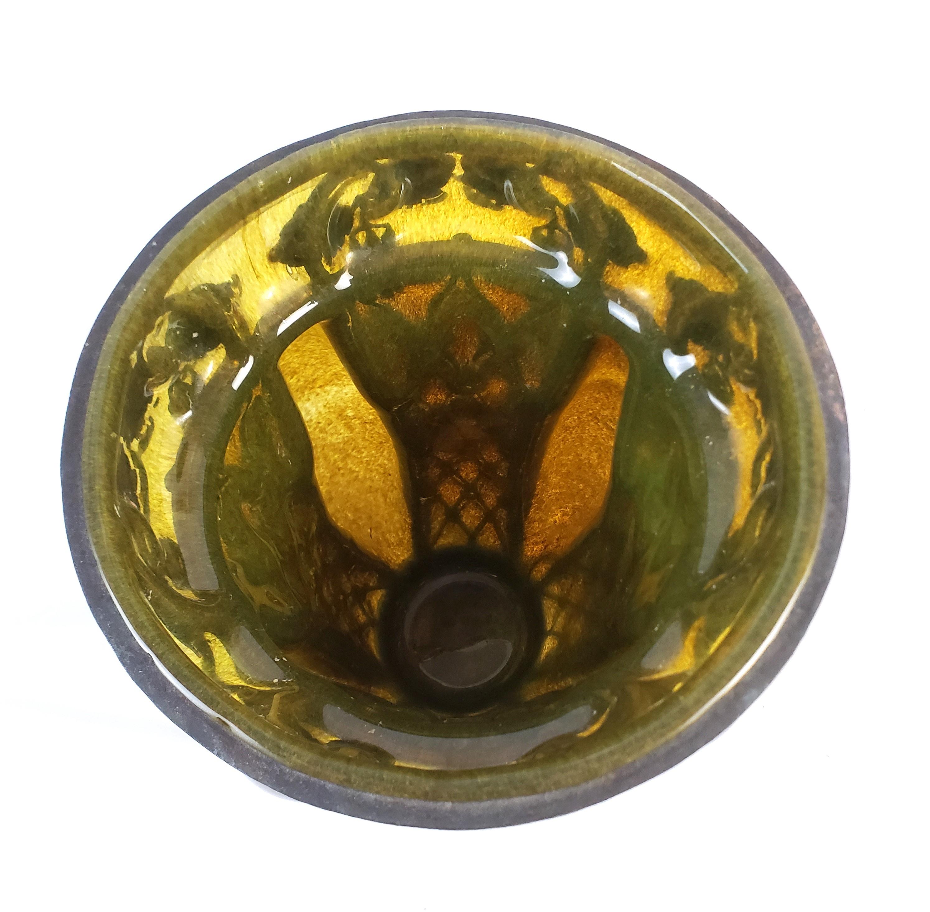Majorelle & Daum Nancy Signed Large Antique Art Deco Deep Amber Art Glass Vase For Sale 7