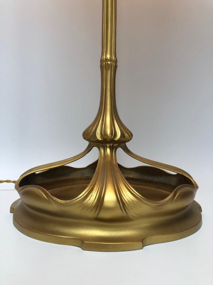 Majorelle Exceptional and Rare Art Nouveau Bronze and Alabaster Lamp For Sale 2