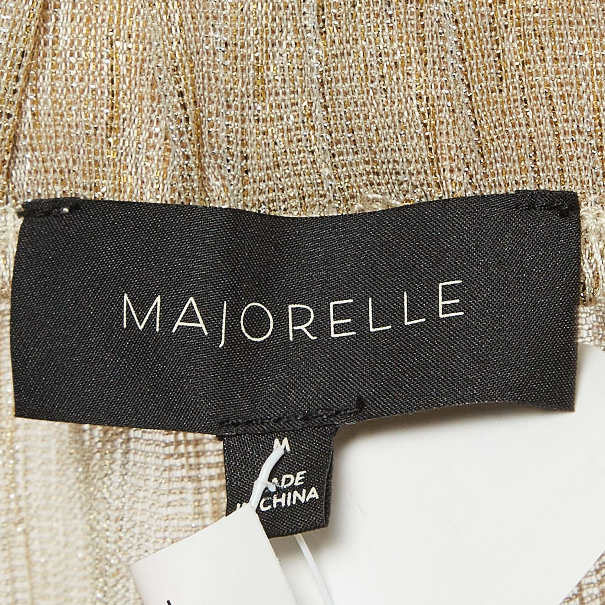 Majorelle Metallic Lurex Knit Sheer Wide-Leg Pants M Excellent état - En vente à Dubai, Al Qouz 2