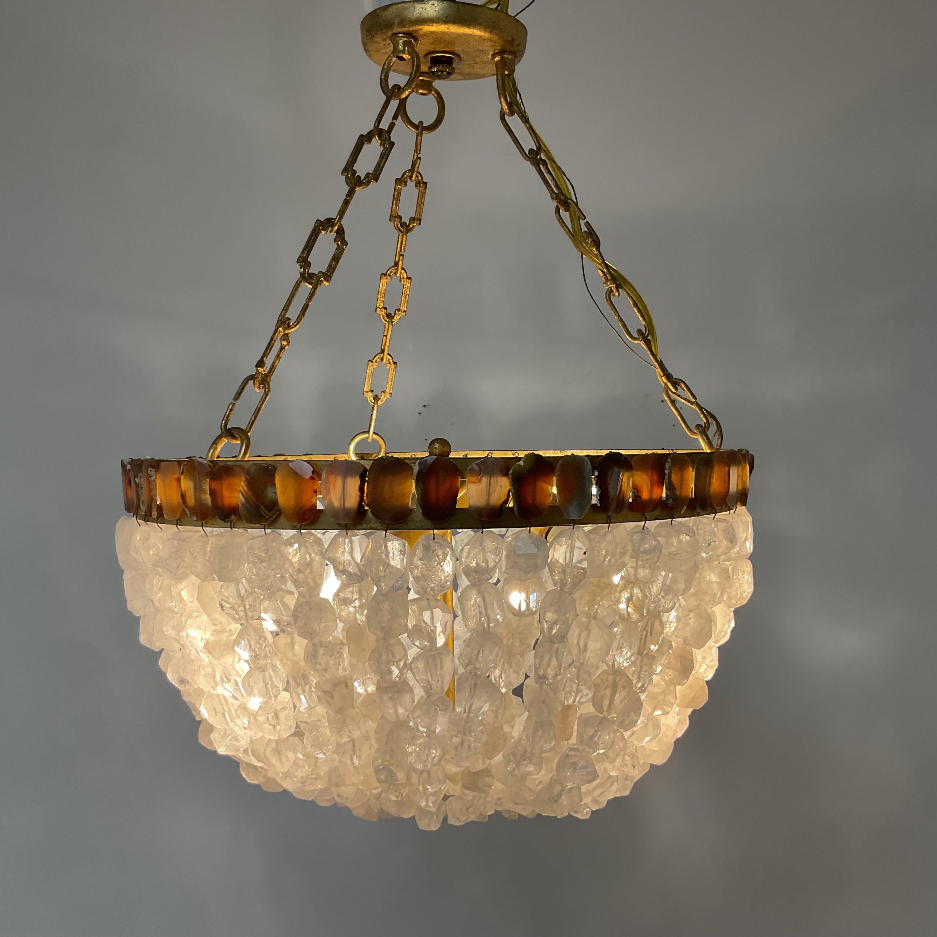 Modern Majorie Skouras Aleka Rock Crystal Basket Chandelier For Sale