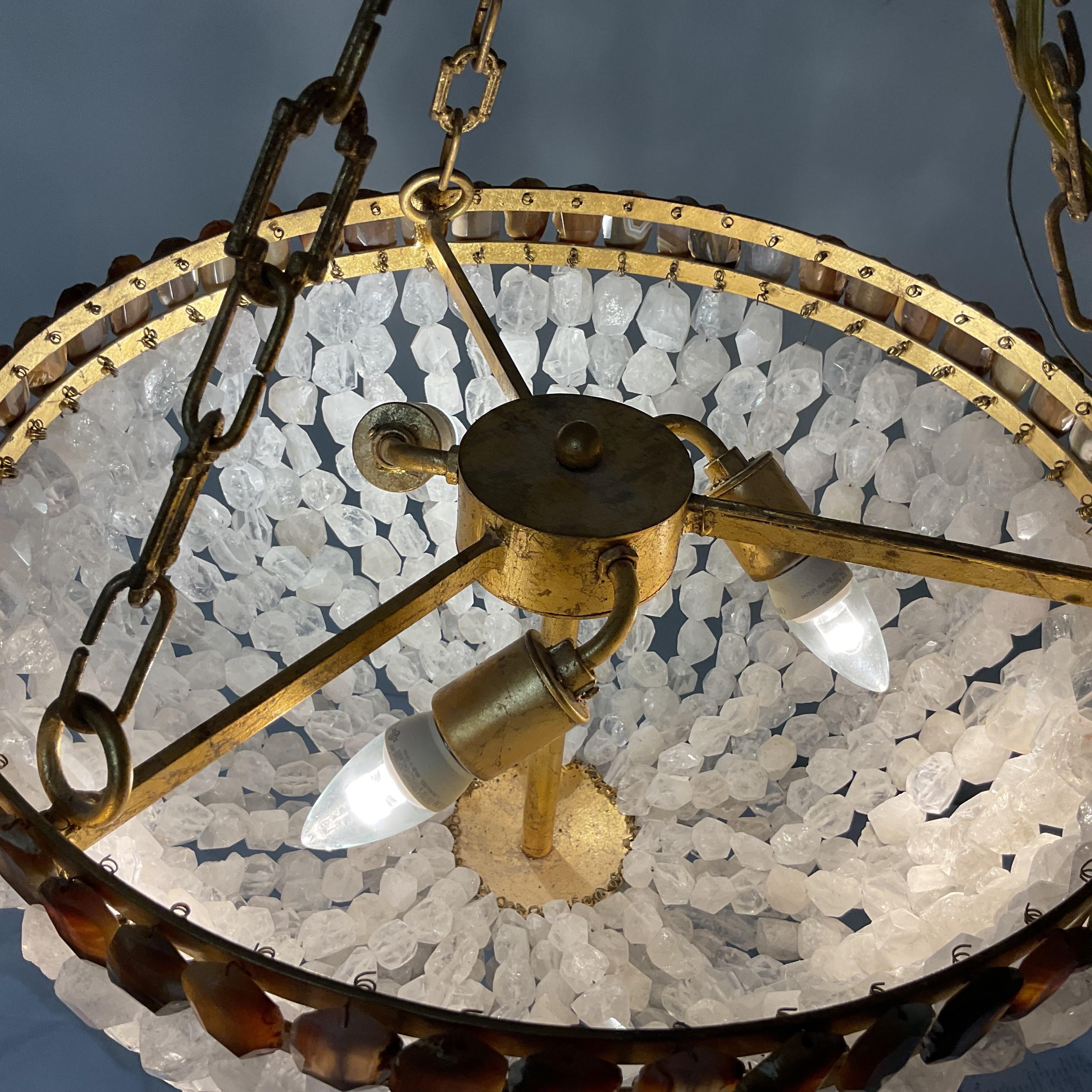 Czech Majorie Skouras Aleka Rock Crystal Basket Chandelier For Sale