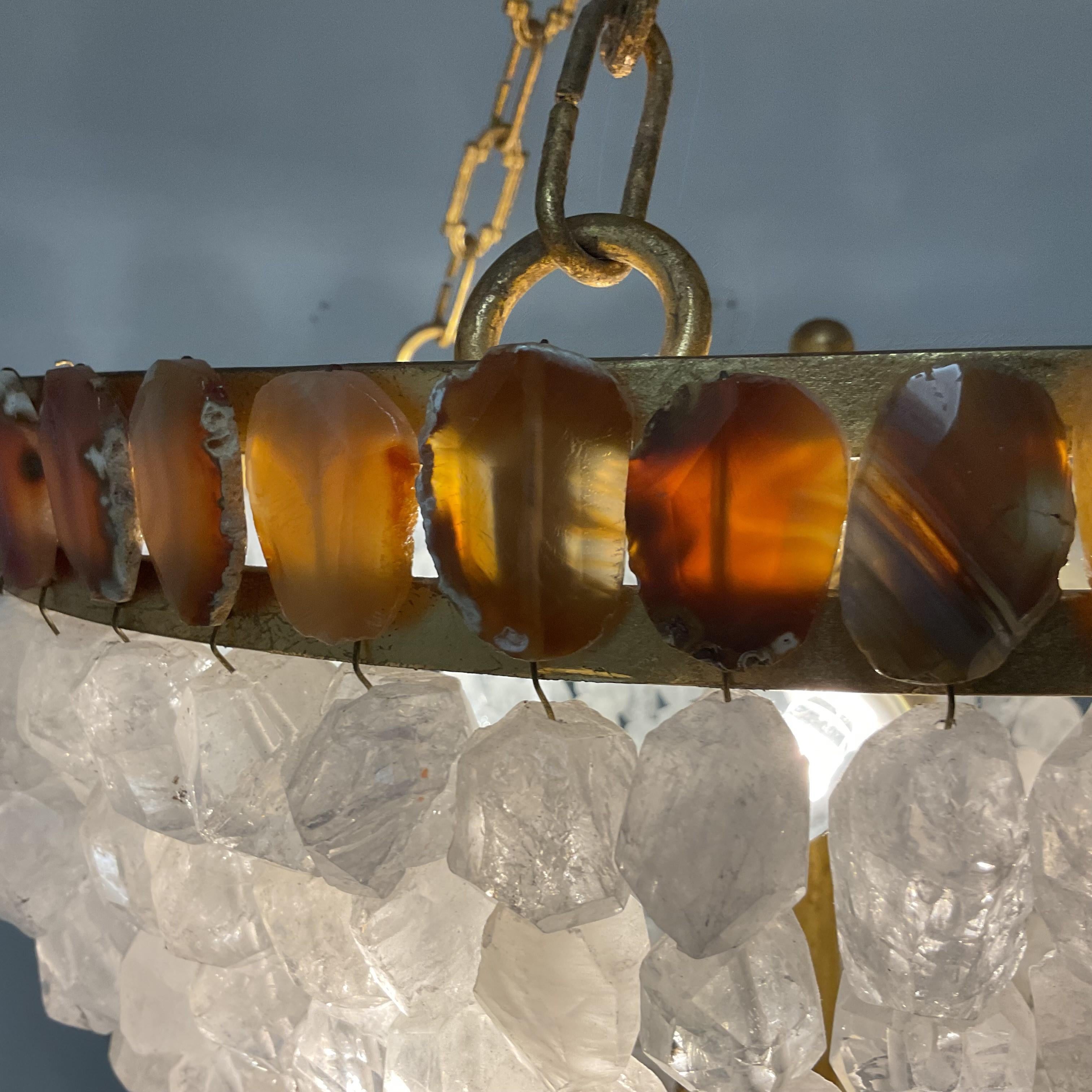 Contemporary Majorie Skouras Aleka Rock Crystal Basket Chandelier For Sale