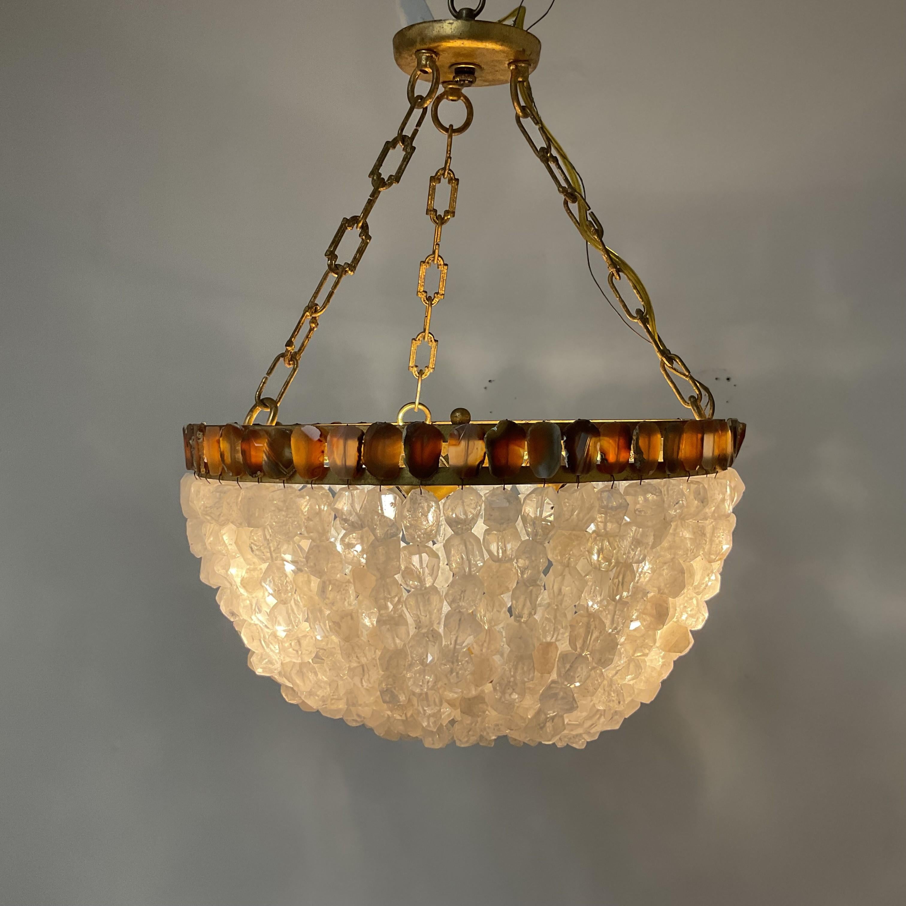 Majorie Skouras Aleka Rock Crystal Basket Chandelier For Sale 2