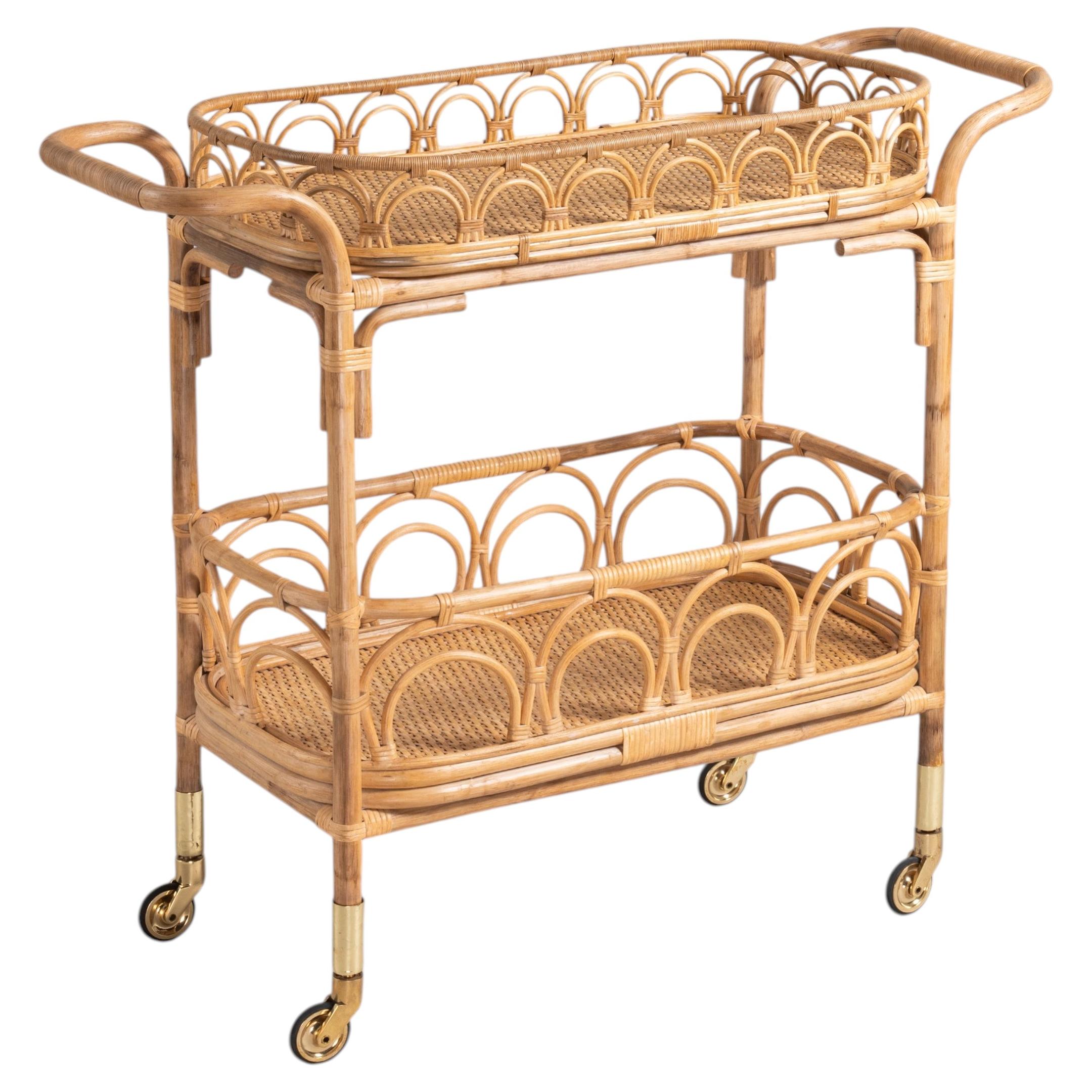 Majuli Cane Trolley in Cane with brass, Viya by Vikram Goyal