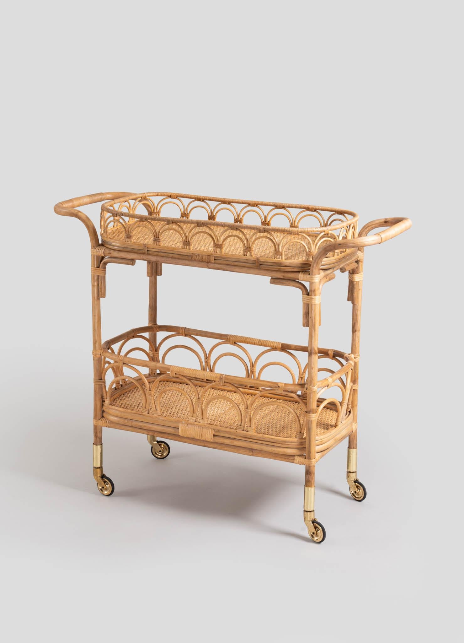 Vannerie Chariot Majuli Cane avec laiton Viya de Vikram Goyal en vente