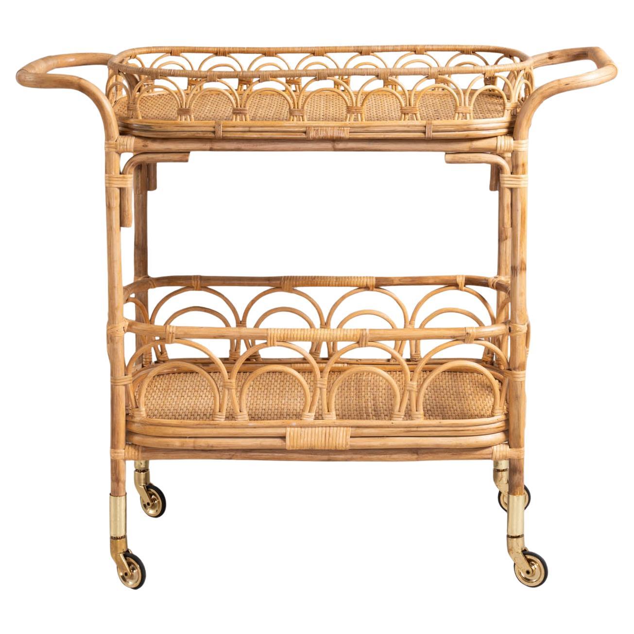 Majuli Cane Trolley in Cane with brass, Viya by Vikram Goyal