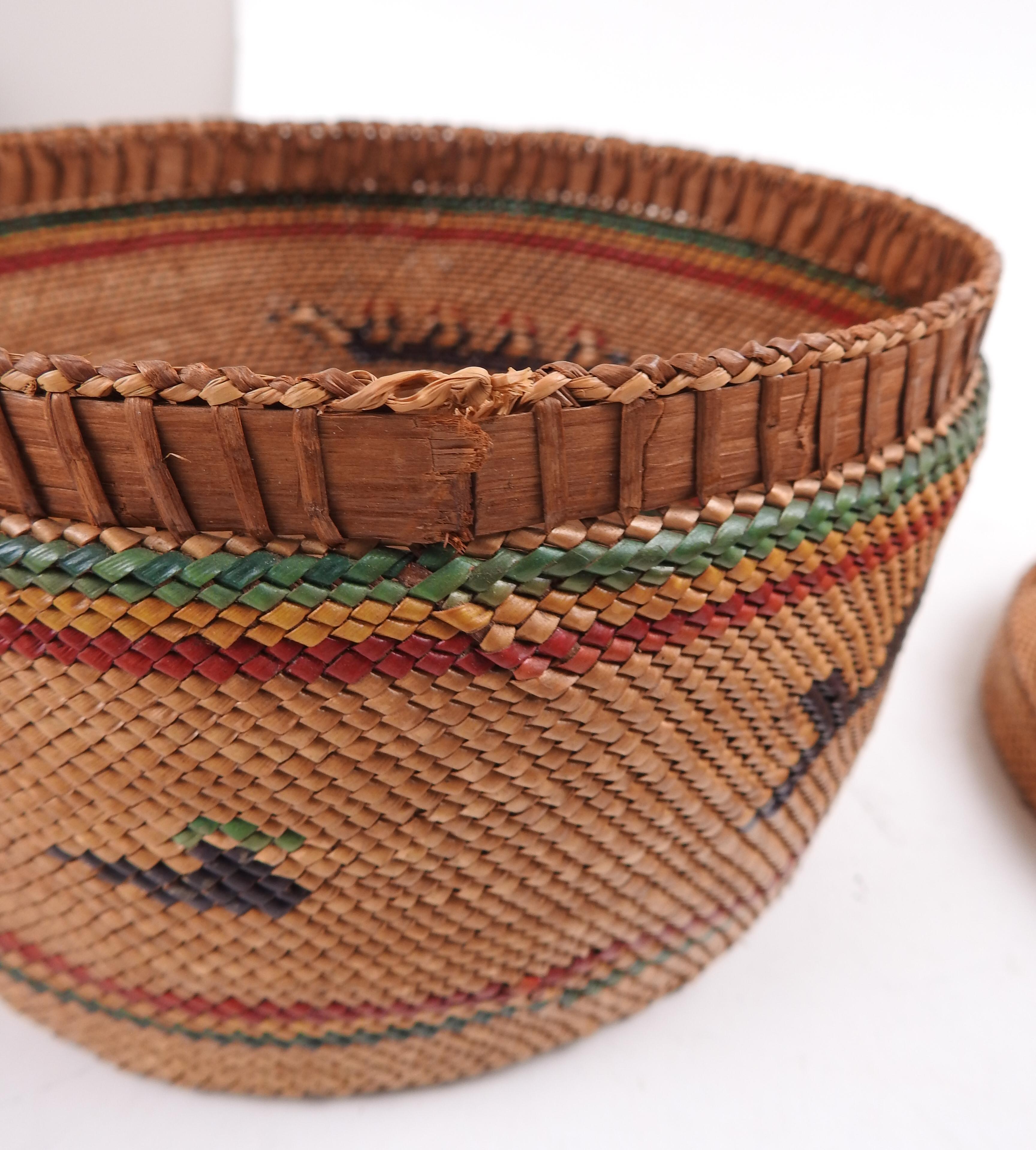 Makah Lidded Basket Whale Whaling Motif For Sale 2